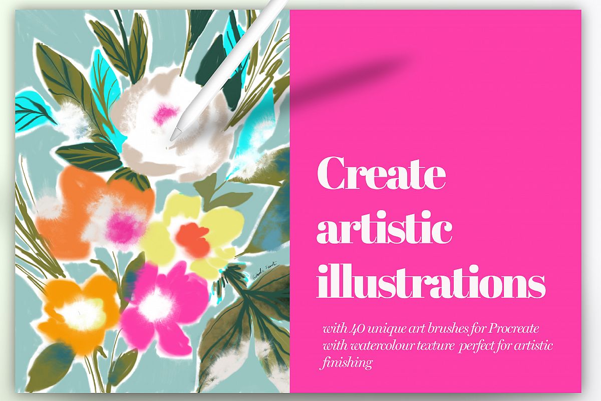40 Artistic Painting Brushes for Procreate example image 1