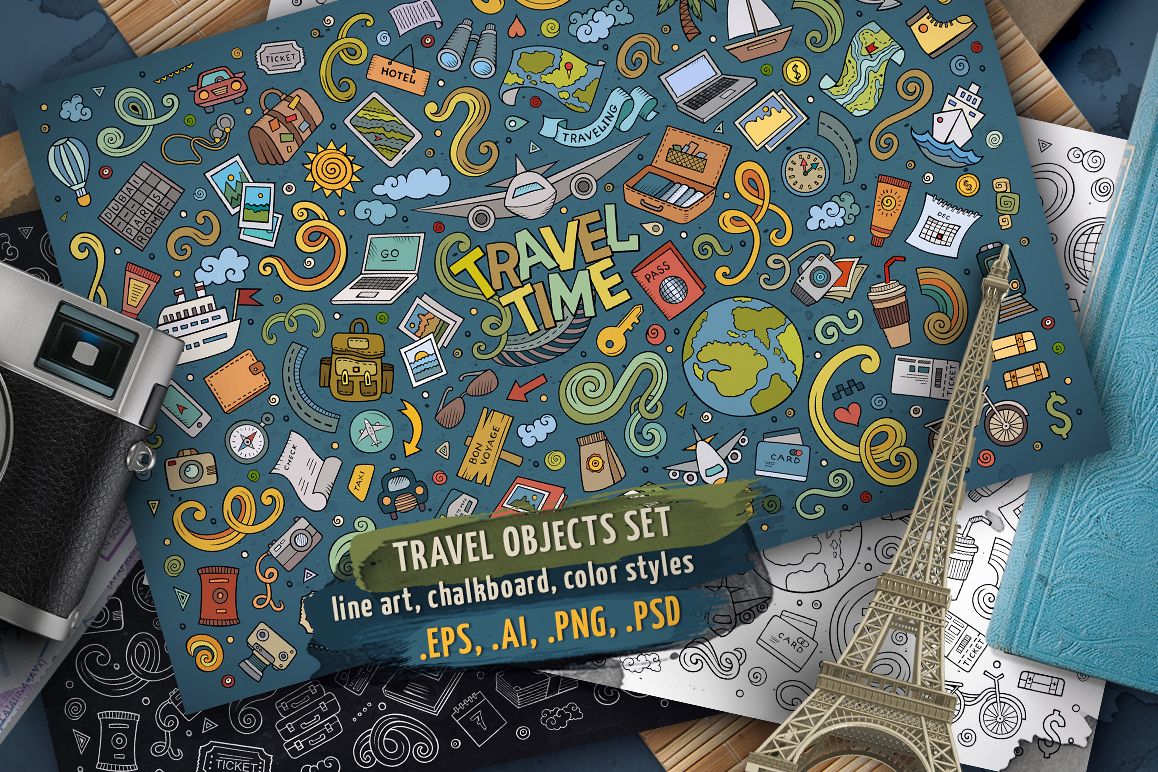 Travel Objects & Symbols Set example image 1