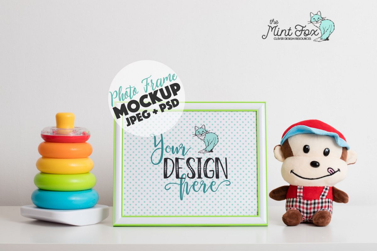 Children Photo Frame Mockup with Toys| Nursery Mock Up example image 1