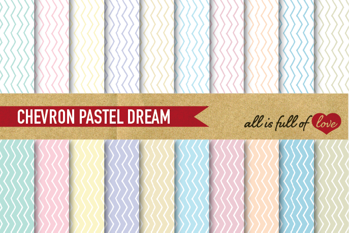 Chevron Digital Paper in Pastel Colors Background Paper Zig Zag Patterns example image 1