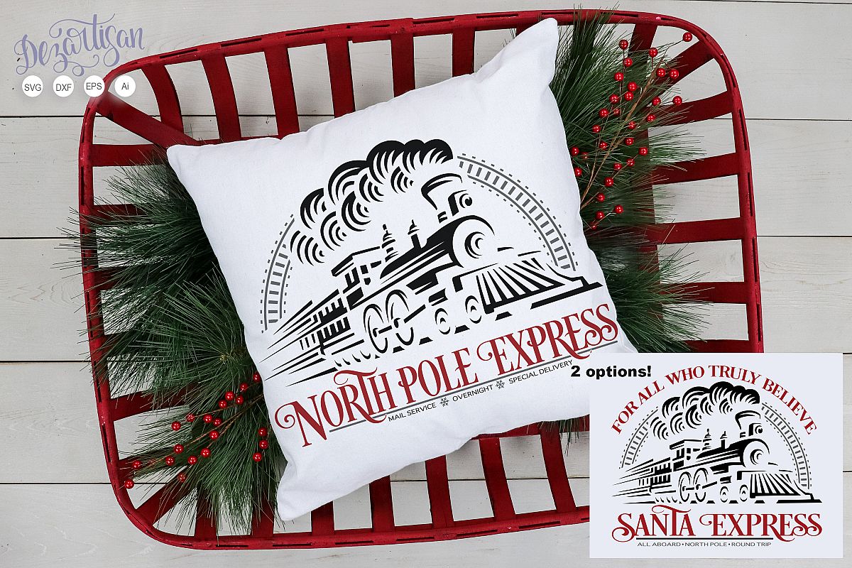 Santa Express North Pole Express Train SVG | DXF example image 1