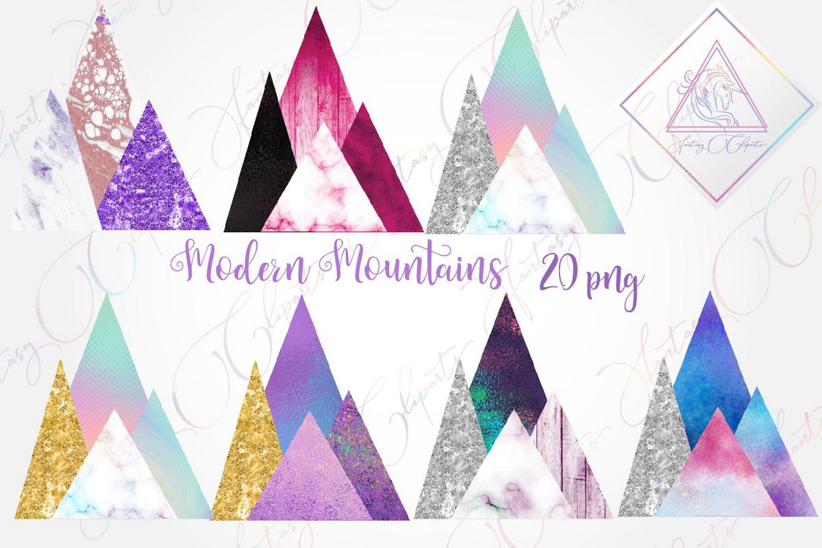 Modern Mountains Clipart example image 1