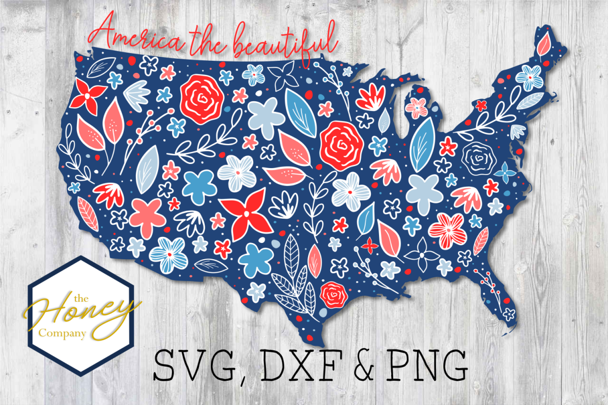 United States of America Floral SVG PNG DXF Cutting File example image 1