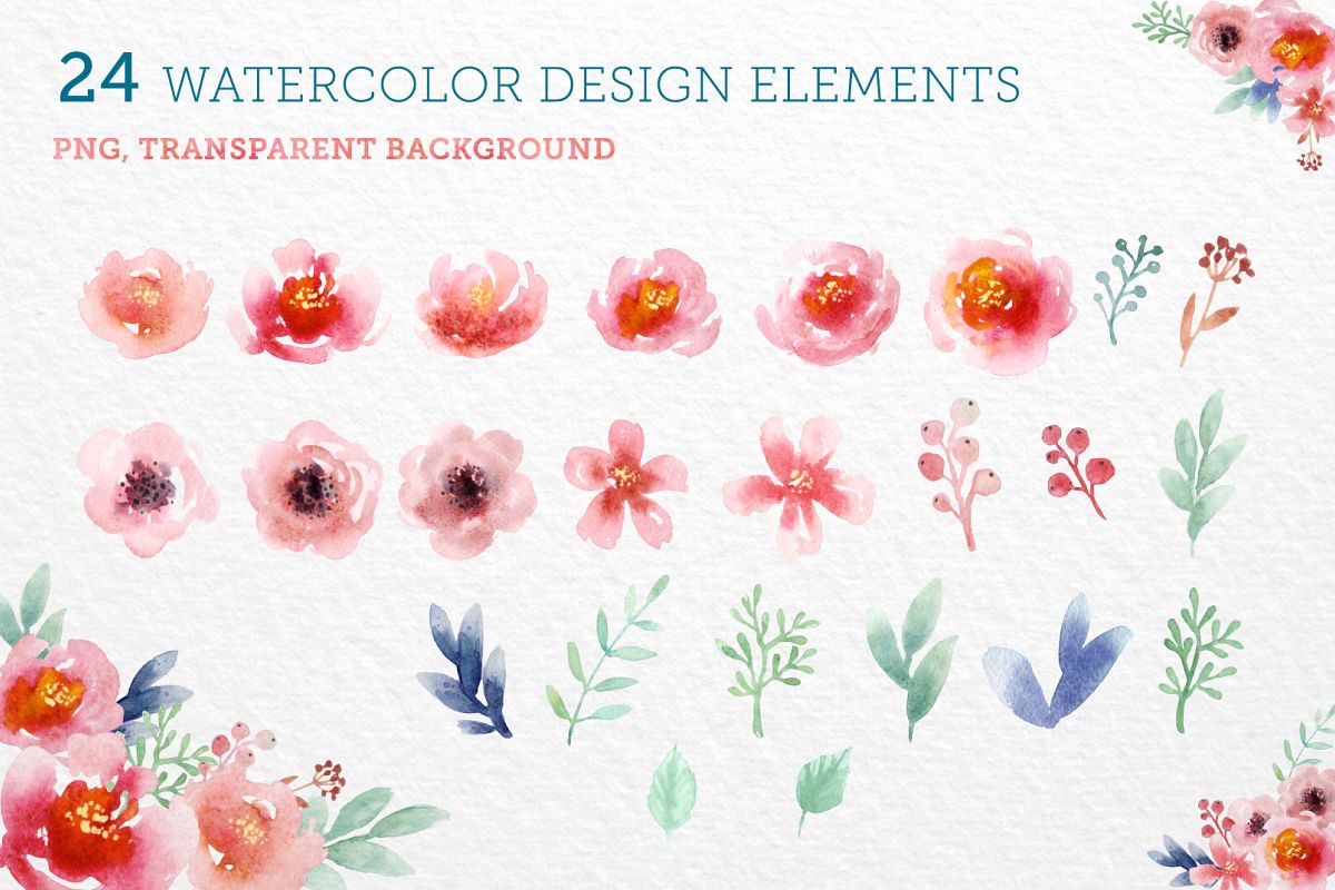 Watercolor Floral Elements example image 1