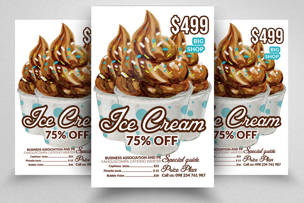 Ice Cream Discount Psd Flyer Template example image 1