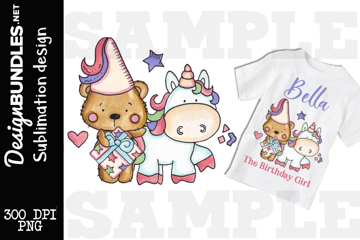 Princess Birthday Bear Sublimation Design example image 1