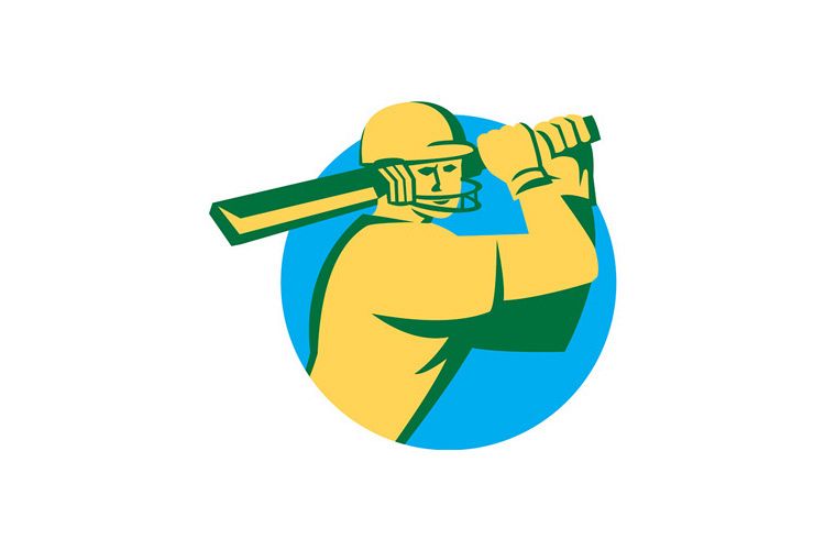 Cricket Player Batsman Batting Circle Retro example image 1