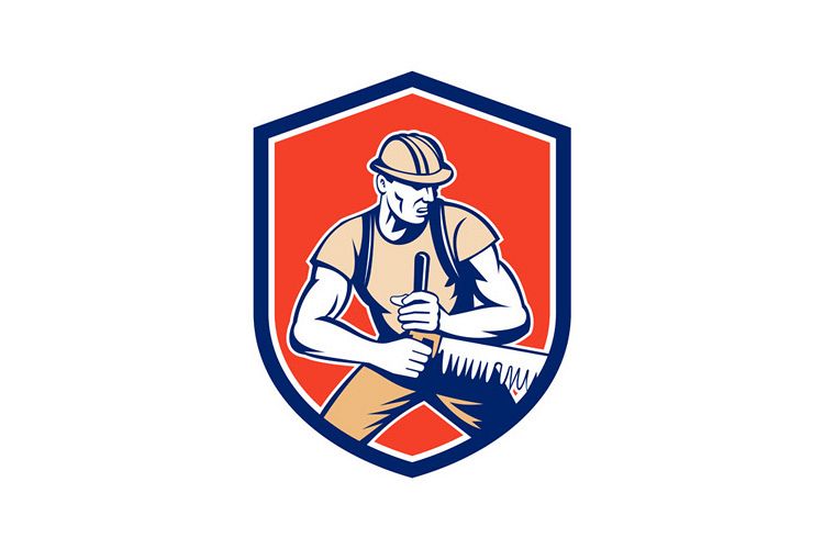 Lumberjack Logger Crosscut Saw Shield Retro example image 1