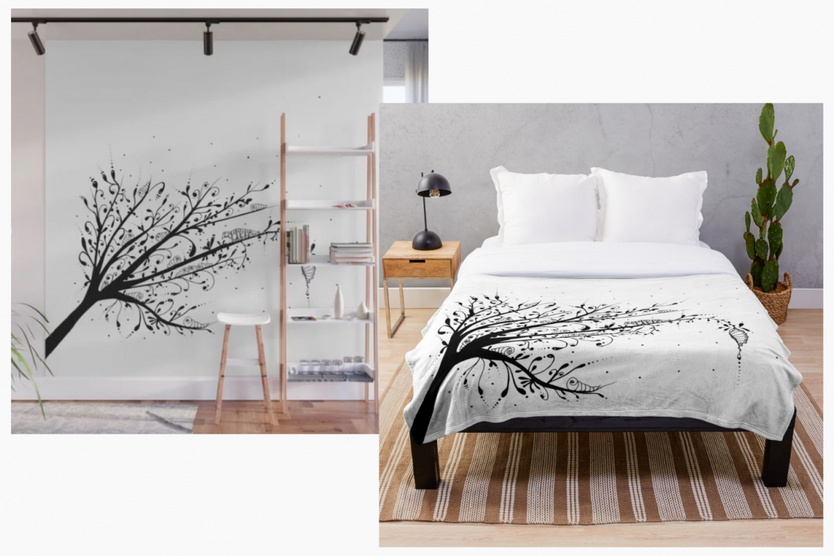 Larva Tree Ink Art, A1, SVG example image 1