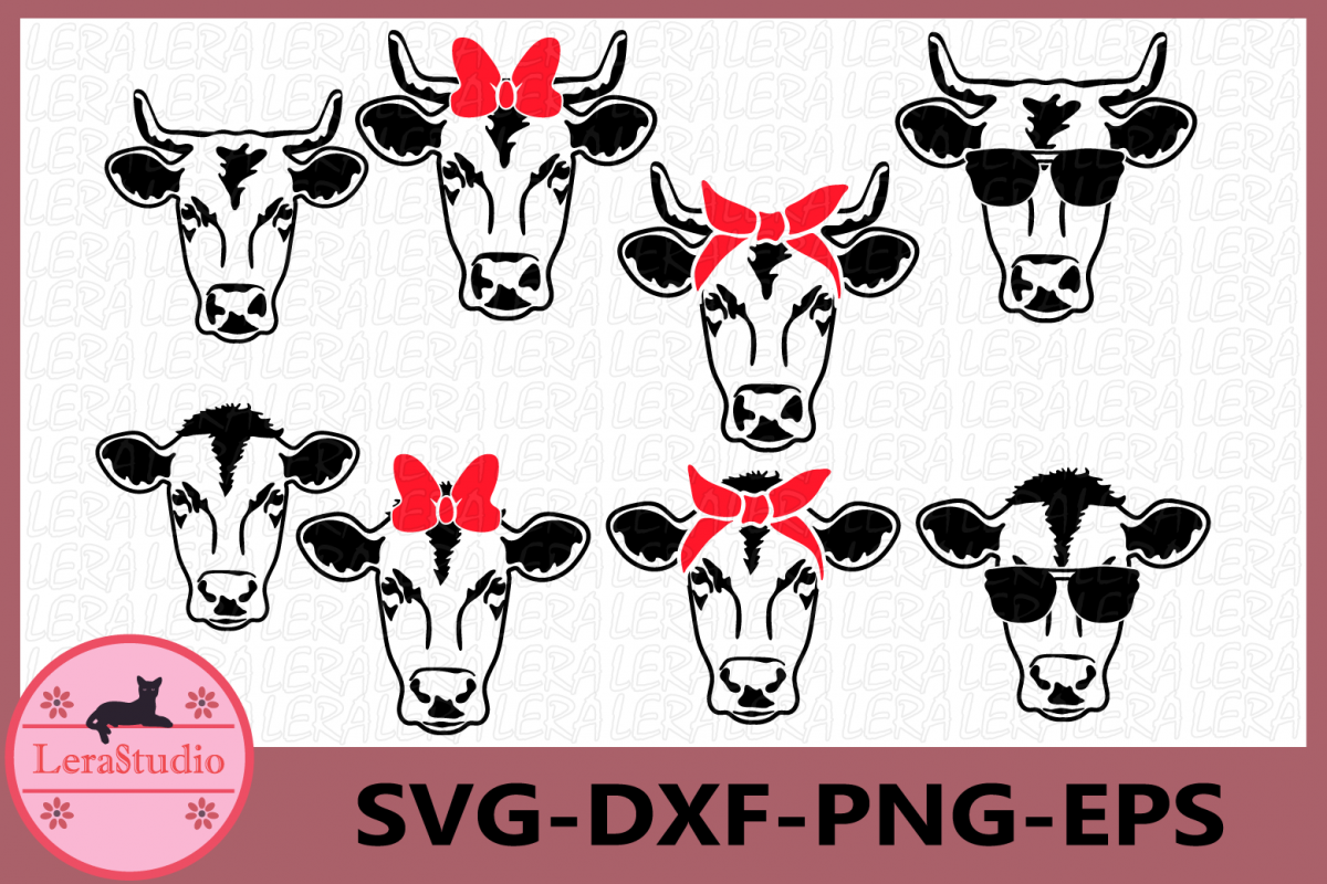 Download Cow SVG, Farm svg, Cow with Bandana svg, Cow in Sunglasses