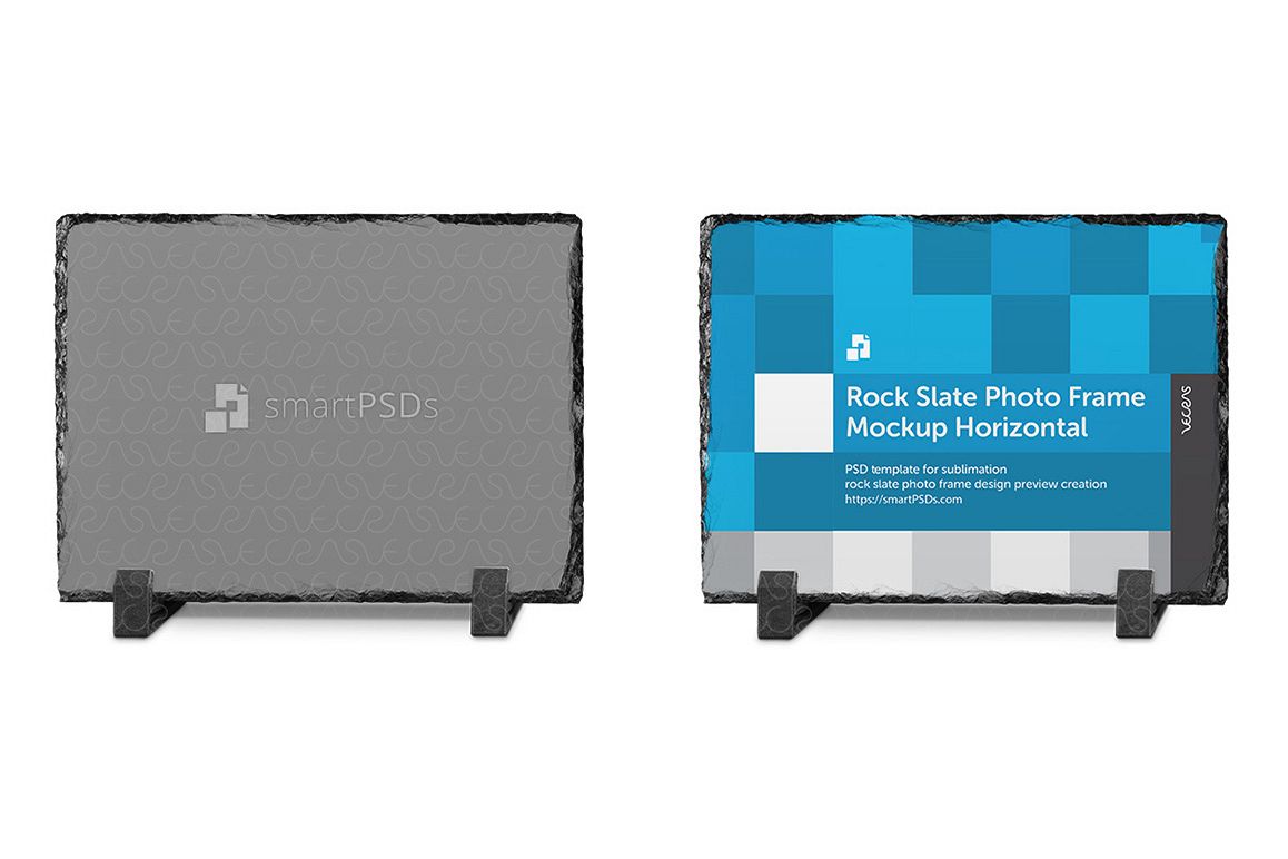 Rock Slate Photo Frame Design Mockup- Horizontal 3 Views example image 1