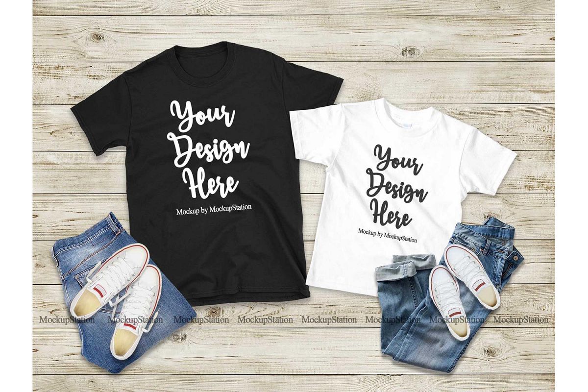 Mommy and Me Shirts Mockup, Matching Family T-Shirts (281628) | Mock ...