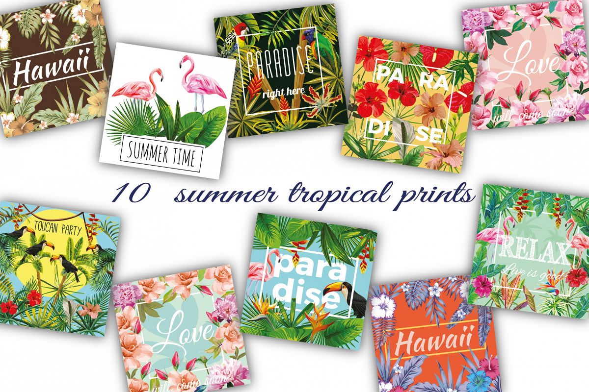 Summer slogan tropical prints example image 1