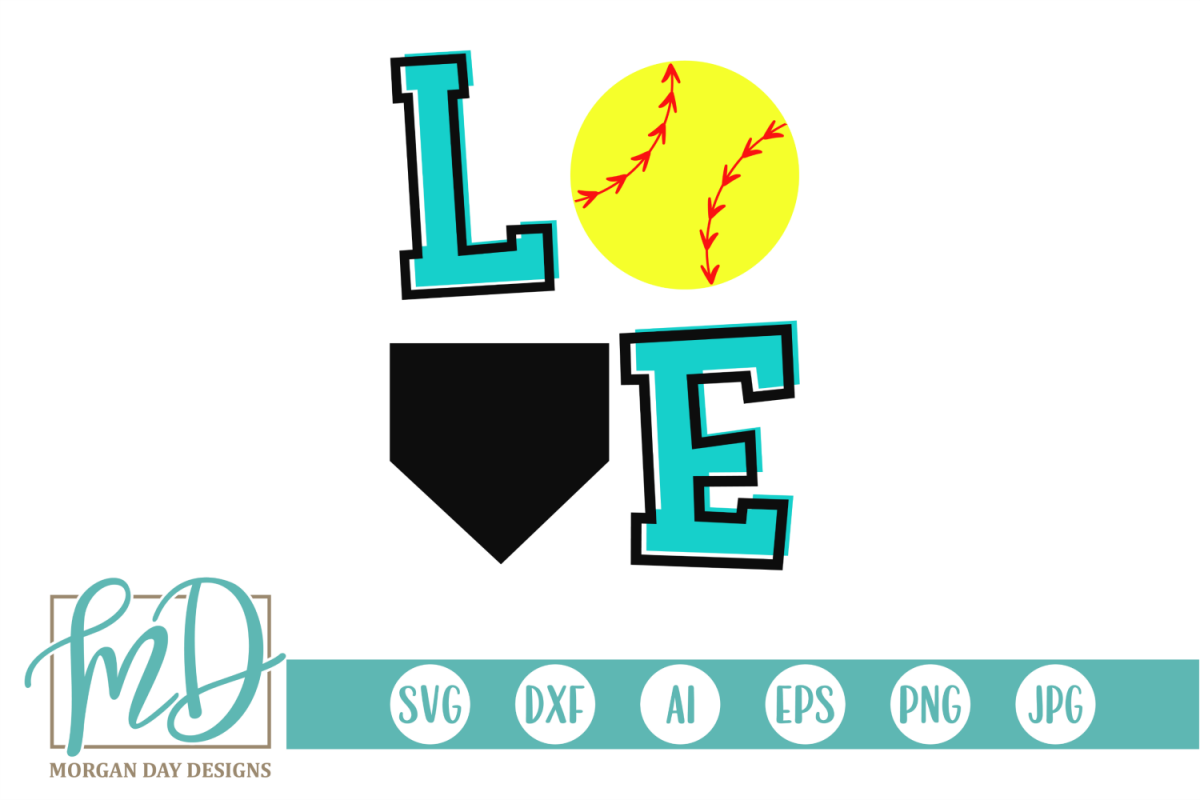 Softball Love - Love Softball SVG, DXF, AI, EPS, PNG, JPEG example image 1