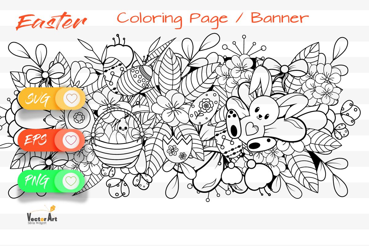 Easter Banner - Cut File and Coloring Page example image 1