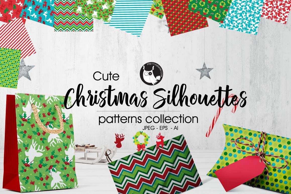 CHRISTMAS-SILHOUETTES , digital papers example image 1
