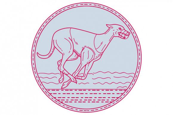 Greyhound Dog Racing Circle Mono Line example image 1