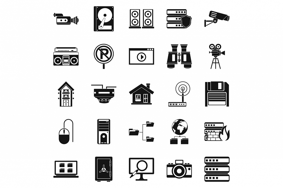 Surveillance icons set, simple style example image 1