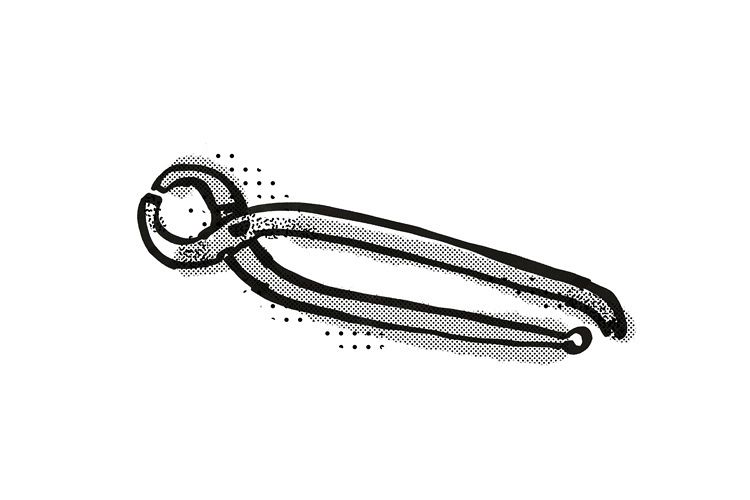 pincers Woodworking Hand Tool Cartoon Retro Drawing example image 1