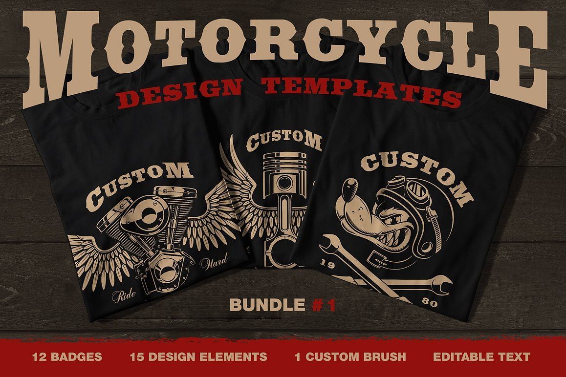 Motorcycle vector design set #1 example image 1