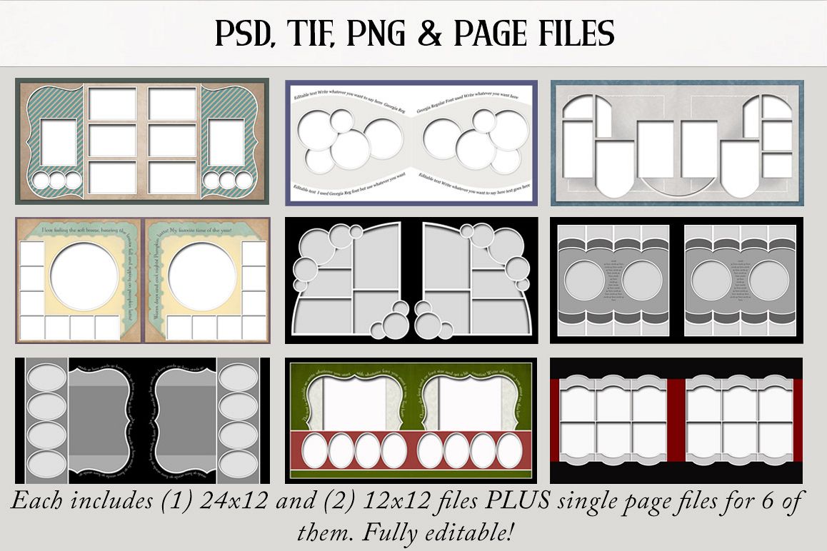 Digital Scrapbook Templates Bundle 3 example image 1