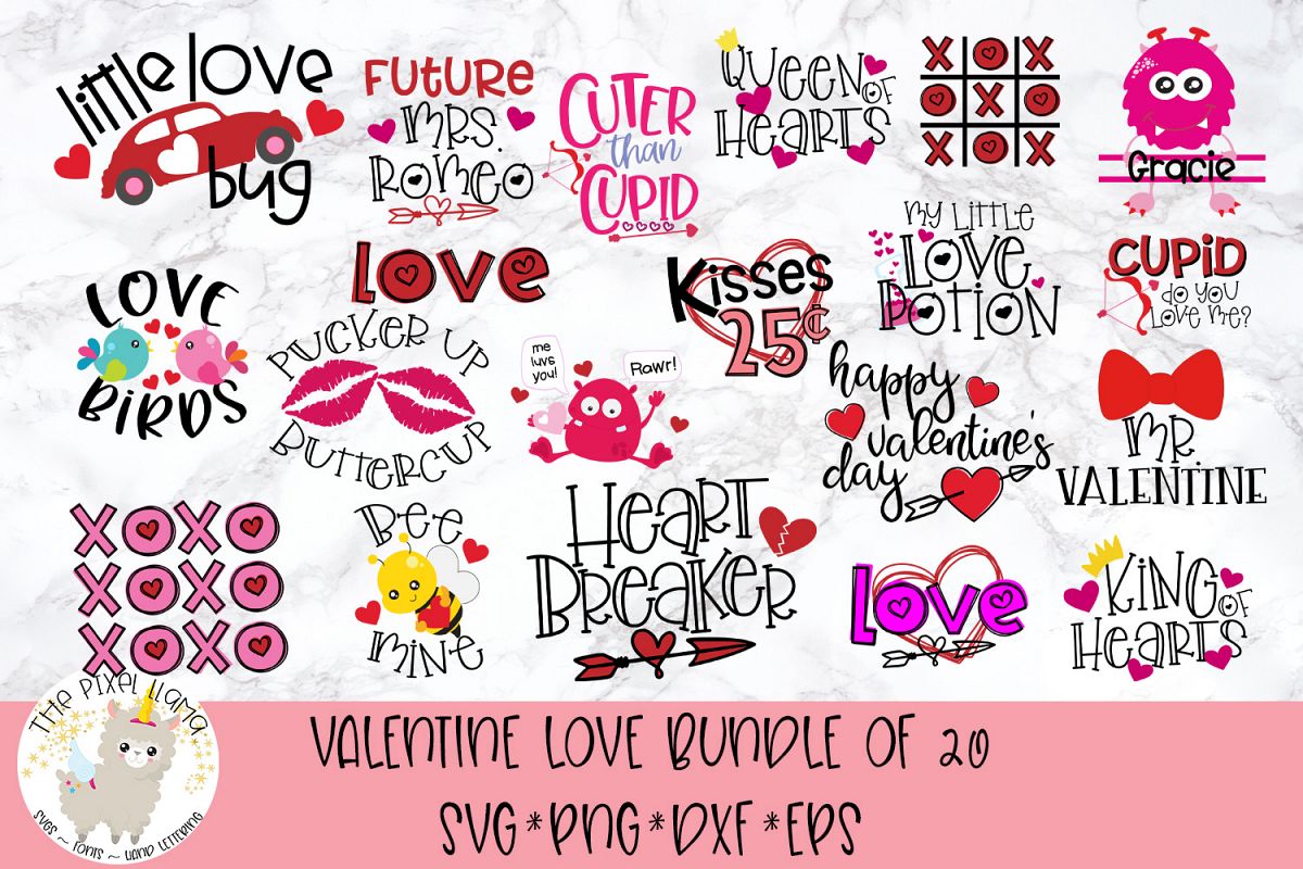 Valentine Love Bundle 20 SVG Cut Files example image 1