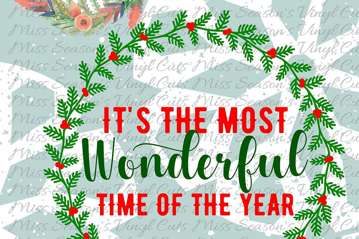 Most Wonderful Time Of the Year Svg Dxf, Eps, Png Wreath example image 1