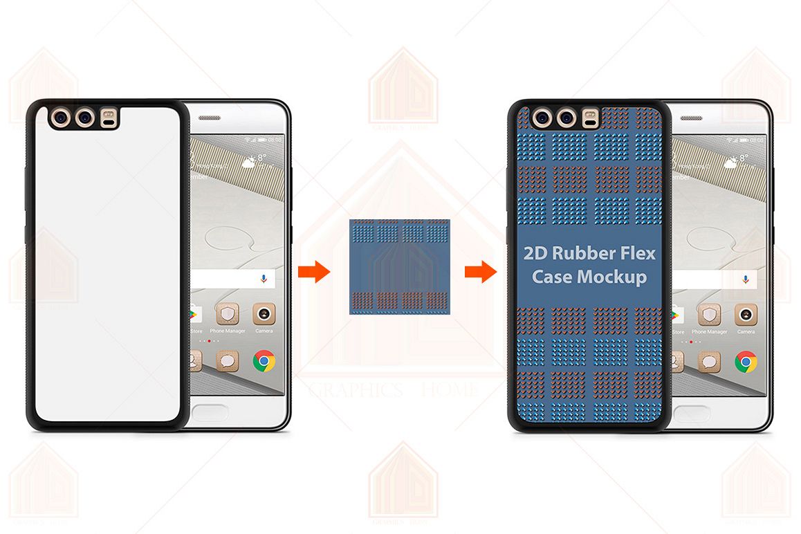 Huawei P10 Plus 2d RubberFlex Case Design Mockup Back-Front example image 1