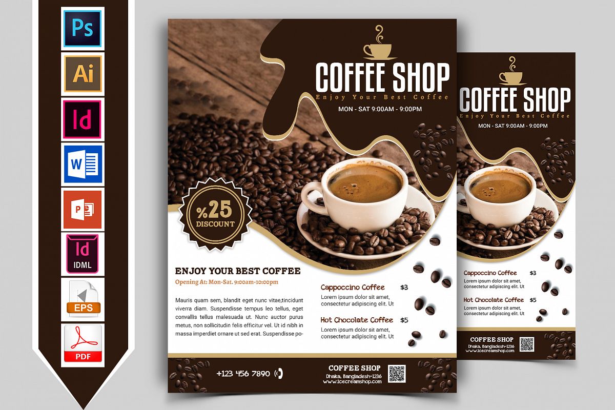 Coffee Shop Flyer Vol-03 (363829) | Flyers | Design Bundles