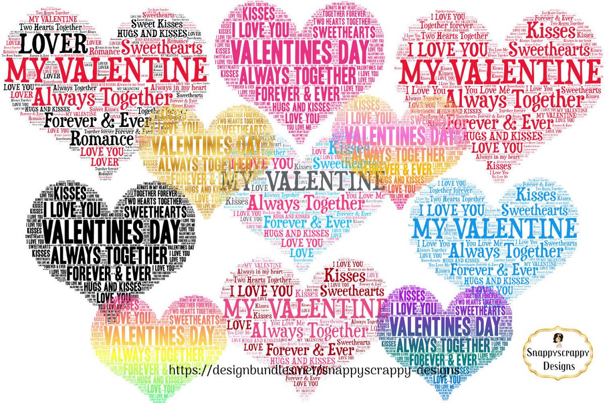 Valentine Love Hearts - Wordart Shapes example image 1