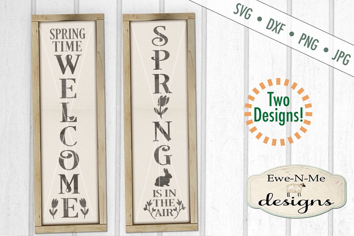 Download Spring Welcome Vertical Porch Sign SVG DXF Cut File