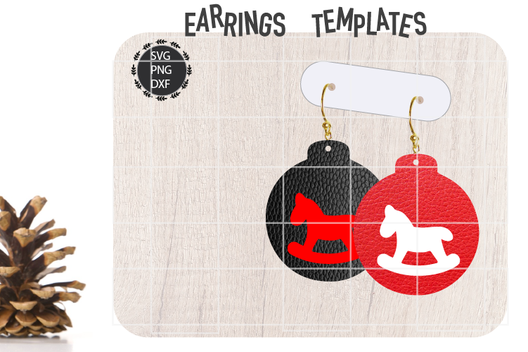 Christmas Horse Earrings Svg, Christmas Earrings Svg example image 1