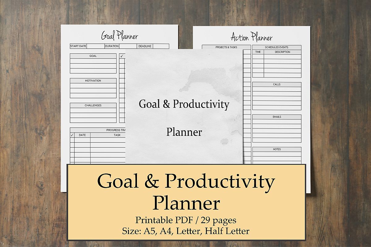 Productivity Planner Printable, Goal Plan, Time Management example image 1