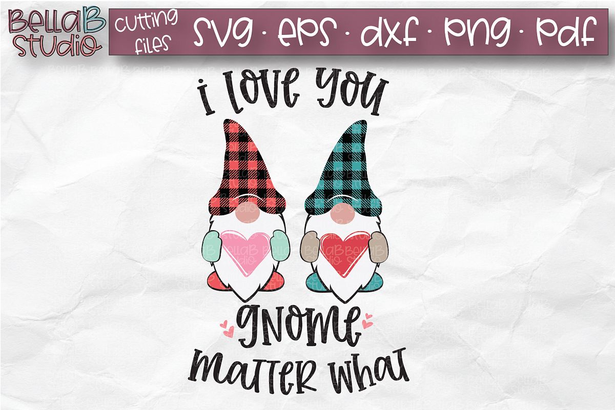 Valentine Gnomes SVG, I Love You Gnome Matter What, Plaid example image 1