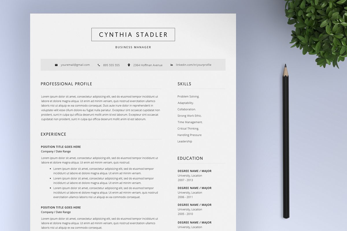 Resume Template and Cover Letter / 4 Pages example image 1