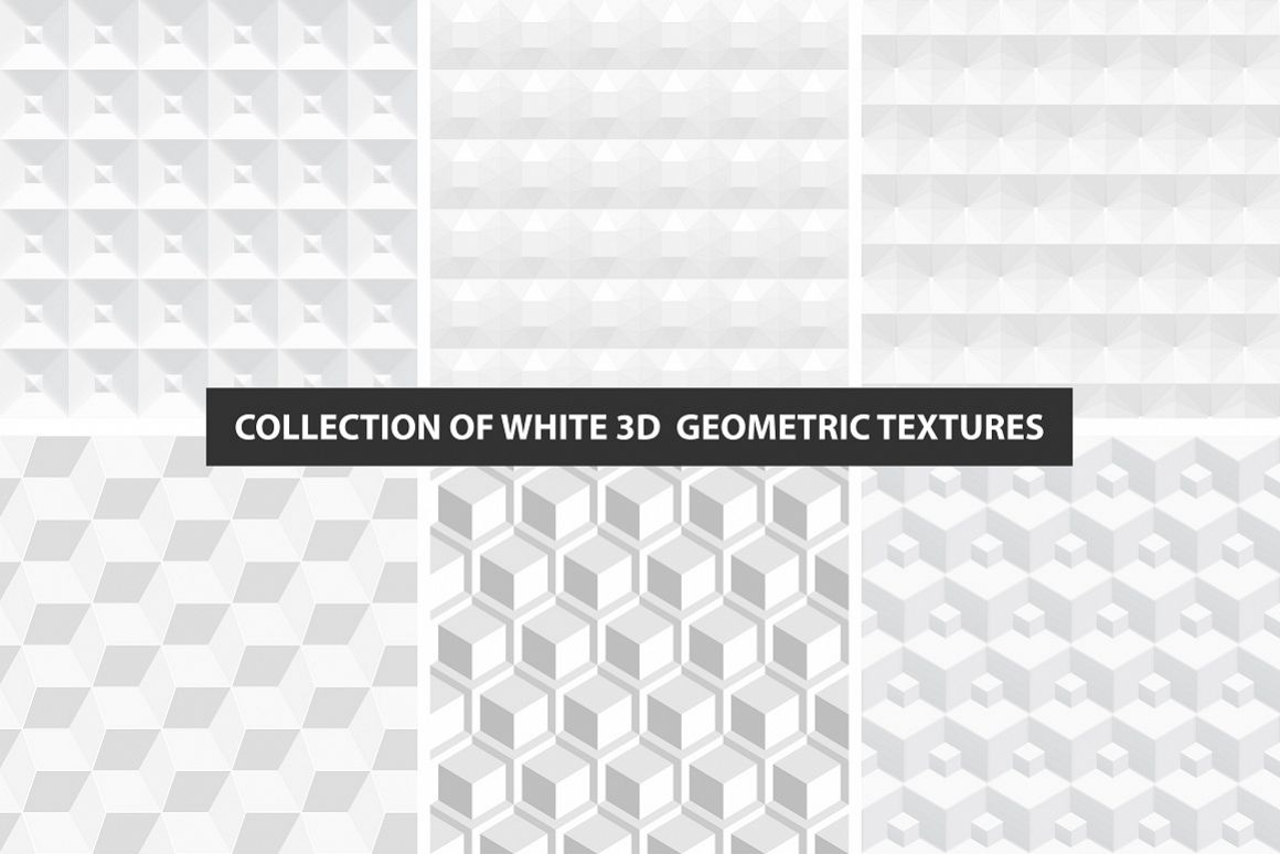 Geometric white 3d seamless textures example image 1