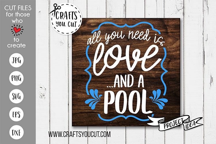 All You Need Is Love And A Pool- A Summer SVG Cut File example image 1