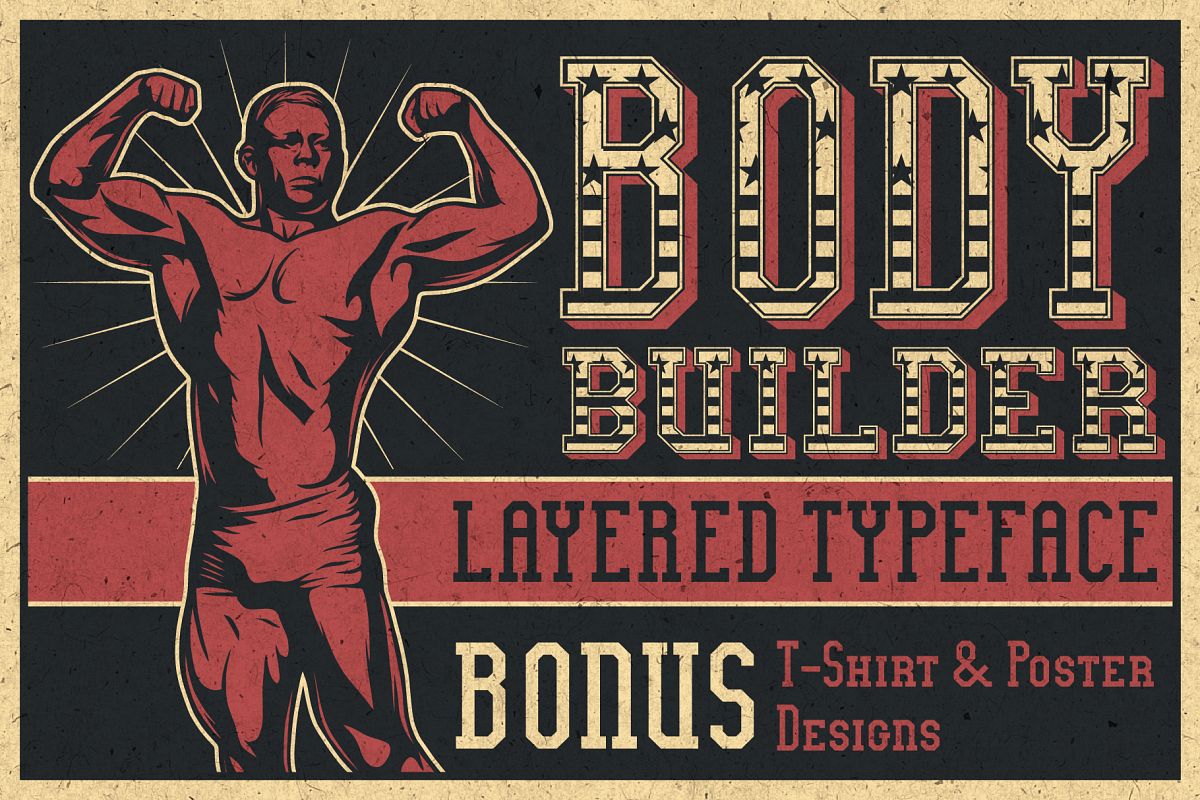 Bodybuilder Layered Font plus Bonus example image 1