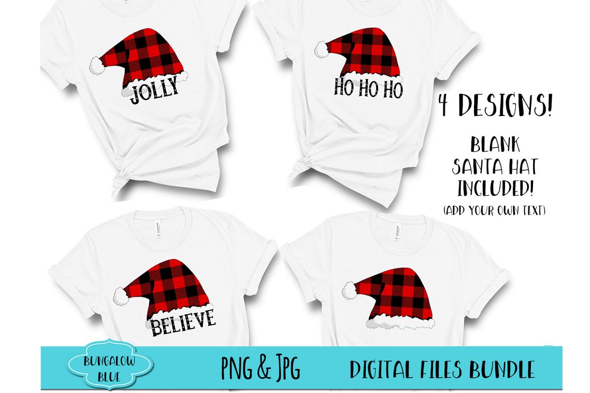 Ho Ho Ho Jolly and Believe Santa Hats Bundle Downloads example image 1