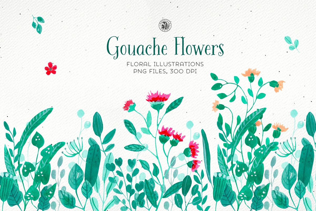 Gouache Flowers example image 1