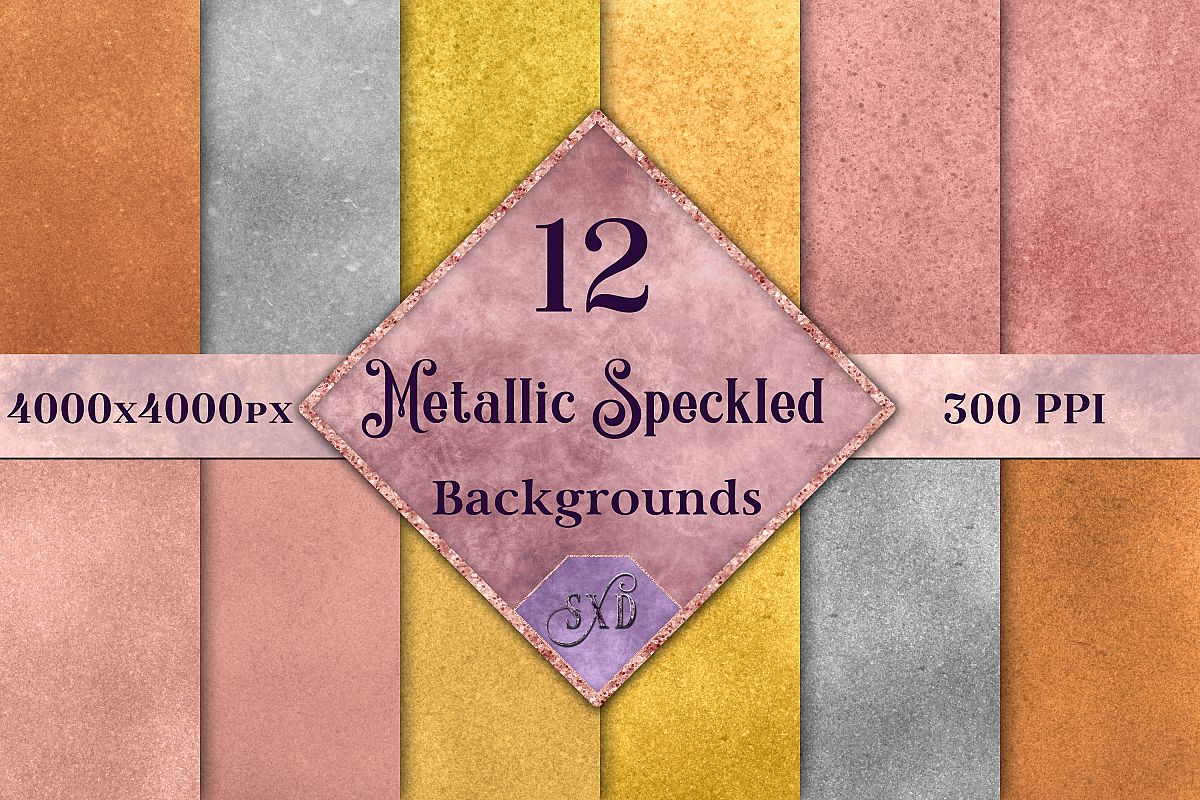 Metallic Speckled Backgrounds - 12 Image Textures Set example image 1