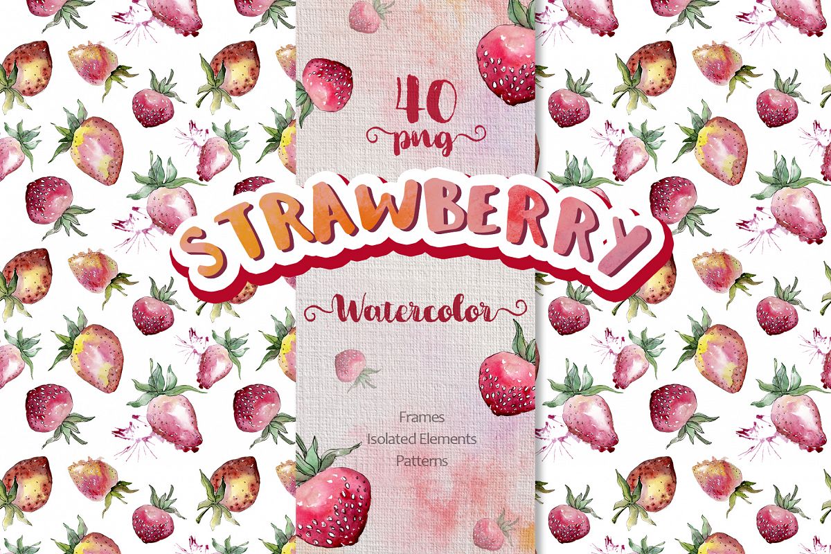 Strawberry Watercolor png example image 1