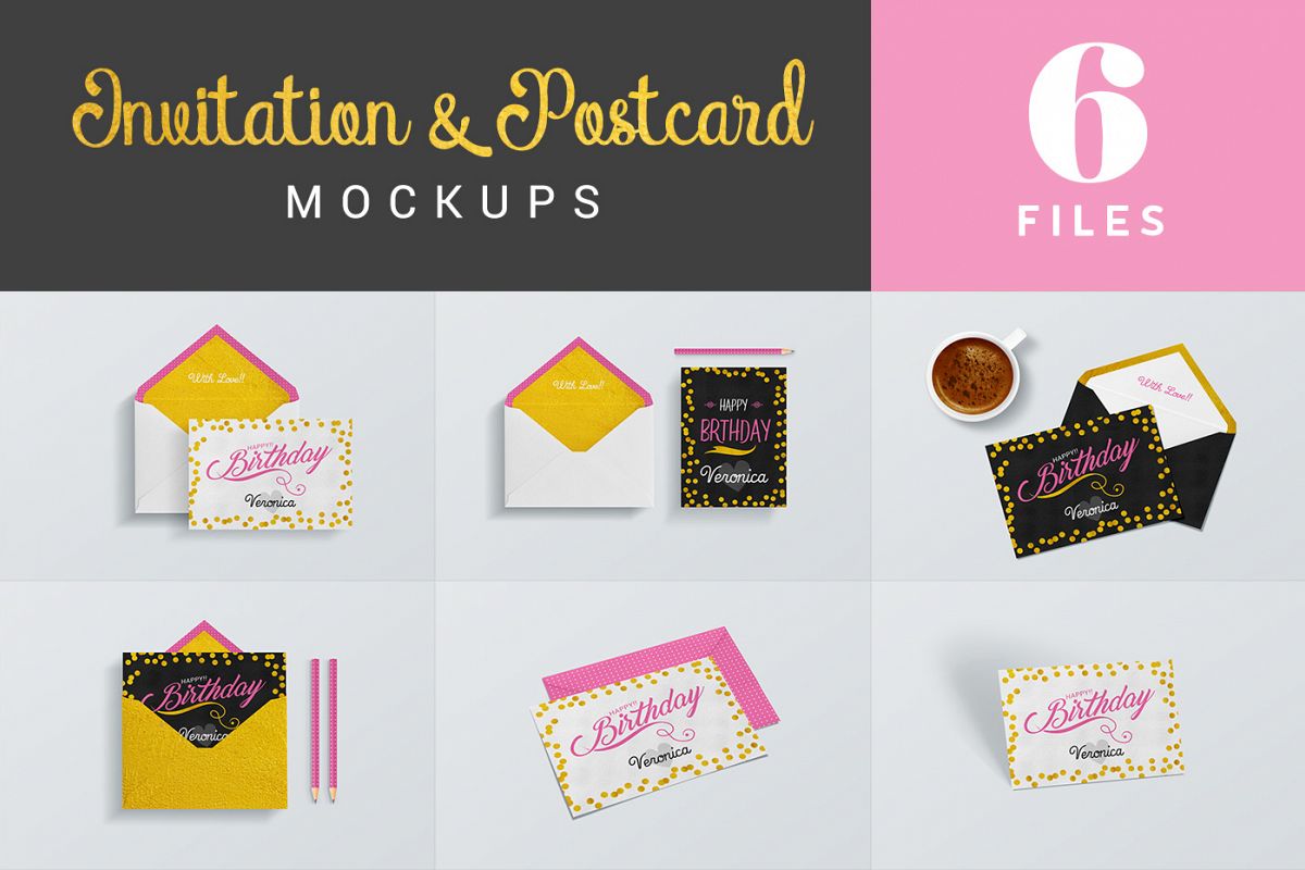 Invitation & Postcard Mockups example image 1