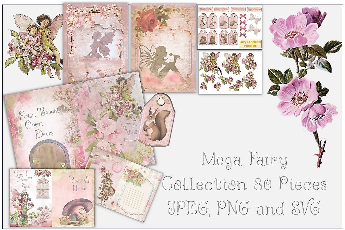 Fairy Mega Bundle. 24 backing papers 80 piece total CU example image 1