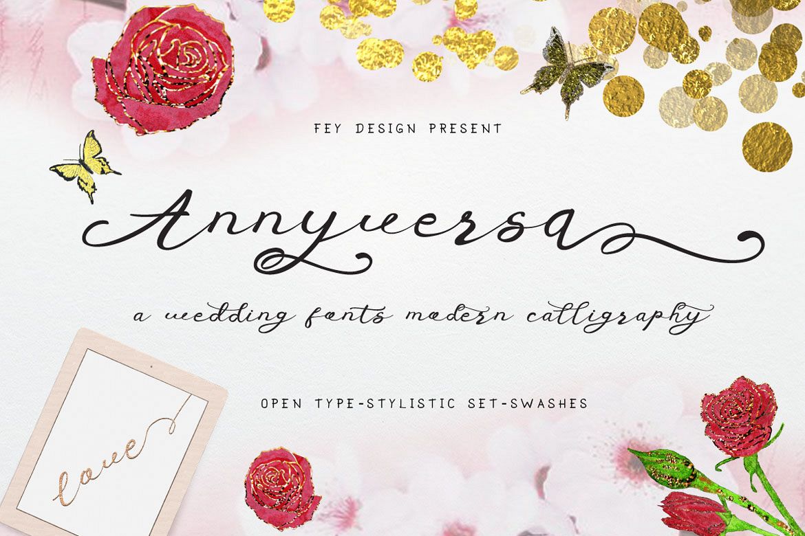 Anniversa Wedding Font example image 1