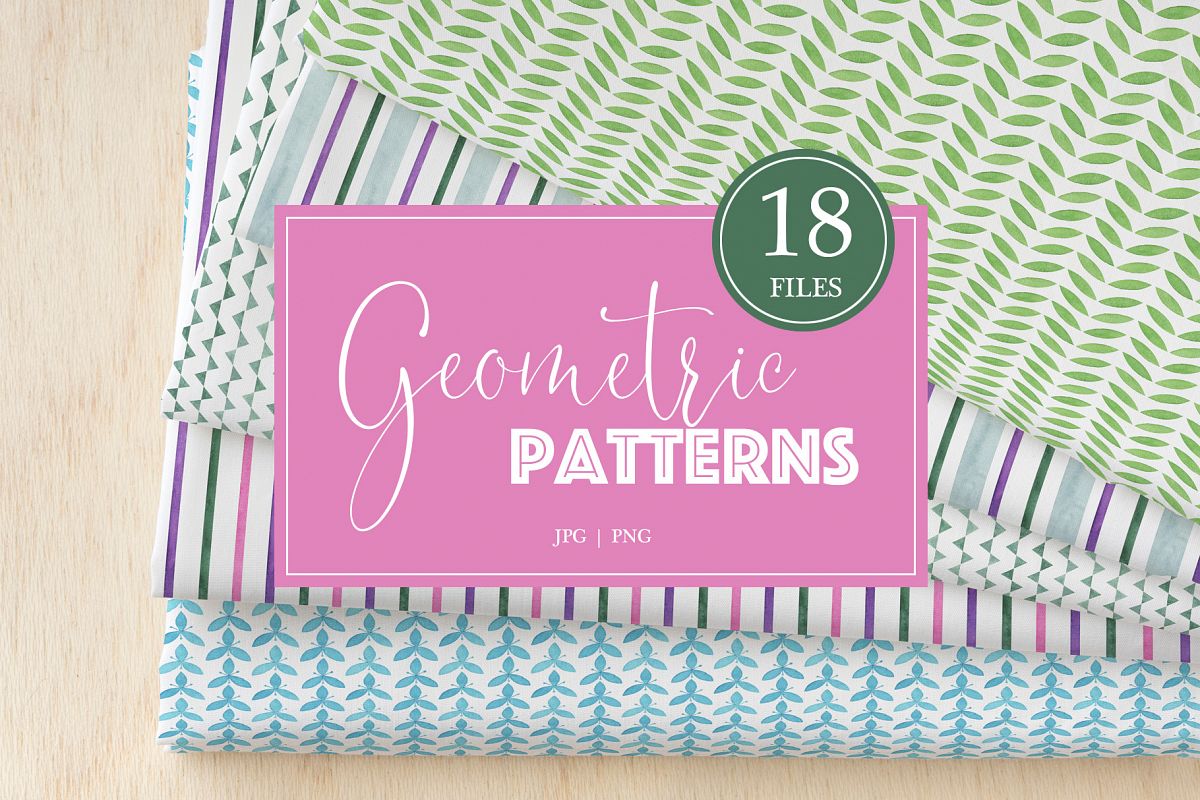 Watercolor Geometric Patterns example image 1