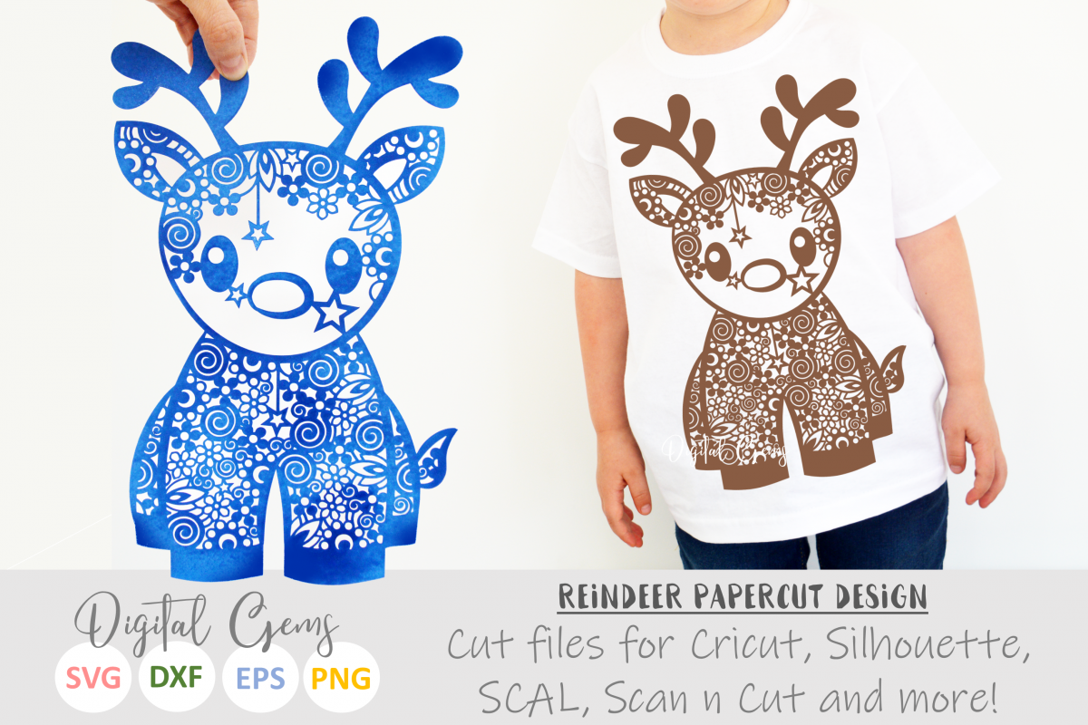 Christmas Reindeer paper cut SVG DXF EPS files example image 1