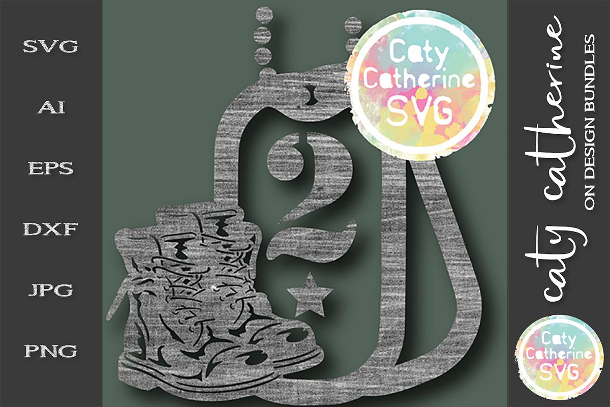 Number 2 Military Dog Tags And Boots Monogram SVG Cut File example image 1