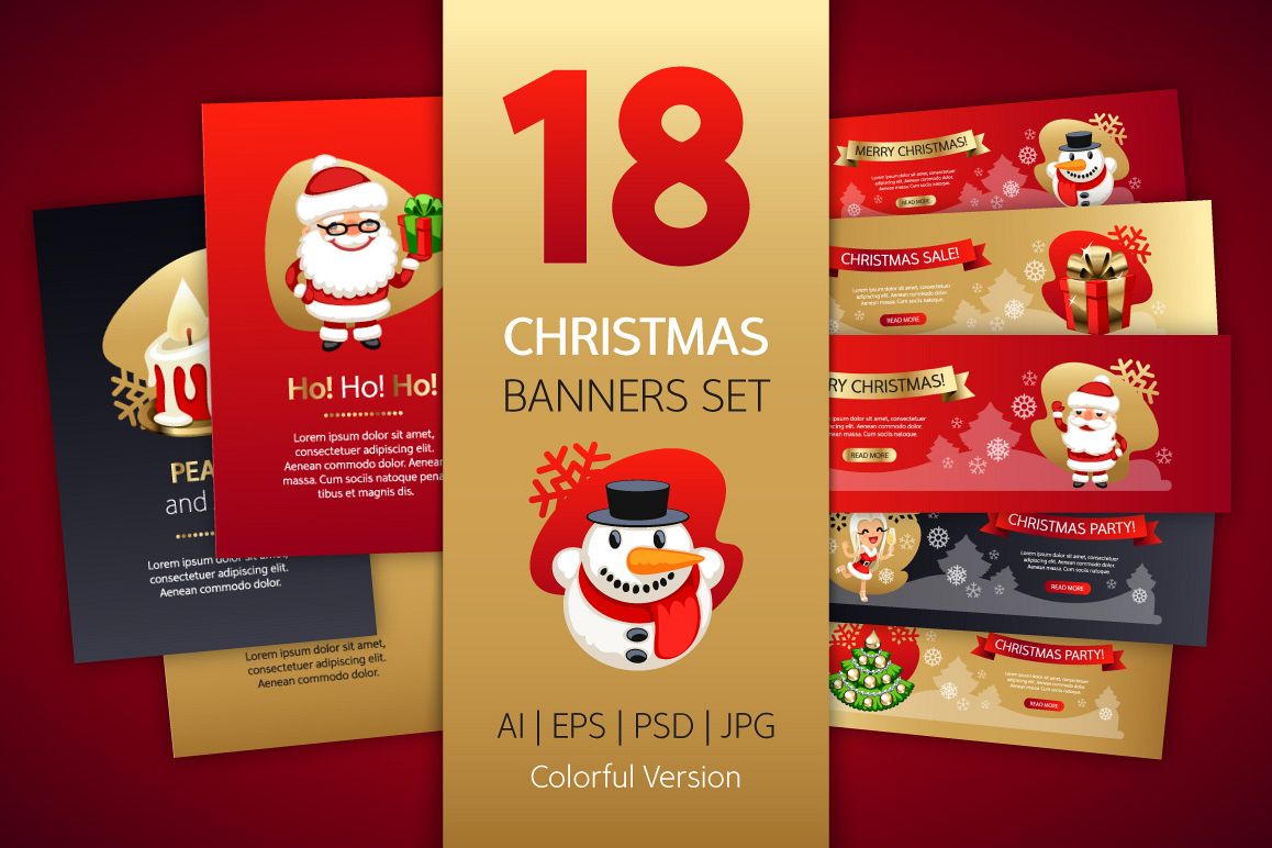 Christmas Colorful Banners Set example image 1