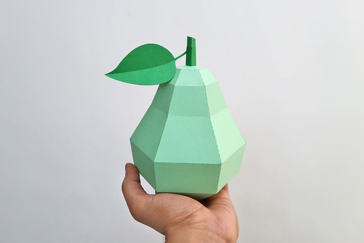 DIY Papercraft Pear,Papercraft fruits,Paper toy,Party,Cricut example image 1